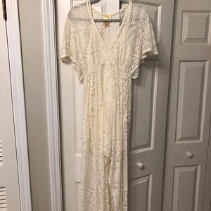 H&M Off White Lace High-Low Dress
